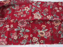Load image into Gallery viewer, Joan Kessler Floral print on red background quilting patchwork fabric- 100% cotton 30cm L x 112cm wide