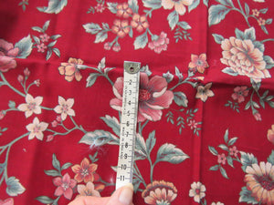 Joan Kessler Floral print on red background quilting patchwork fabric- 100% cotton 30cm L x 112cm wide