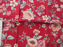 Load image into Gallery viewer, Joan Kessler Floral print on red background quilting patchwork fabric- 100% cotton 30cm L x 112cm wide