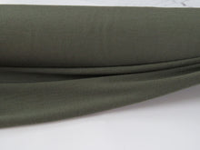 Load image into Gallery viewer, Odd length pieces- use dropdown menu to see lengths- Woodland Olive 230g 100% merino looped back sweatshirt fabric Xtra wide 195cm