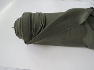 Odd length pieces- use dropdown menu to see lengths- Woodland Olive 230g 100% merino looped back sweatshirt fabric Xtra wide 195cm