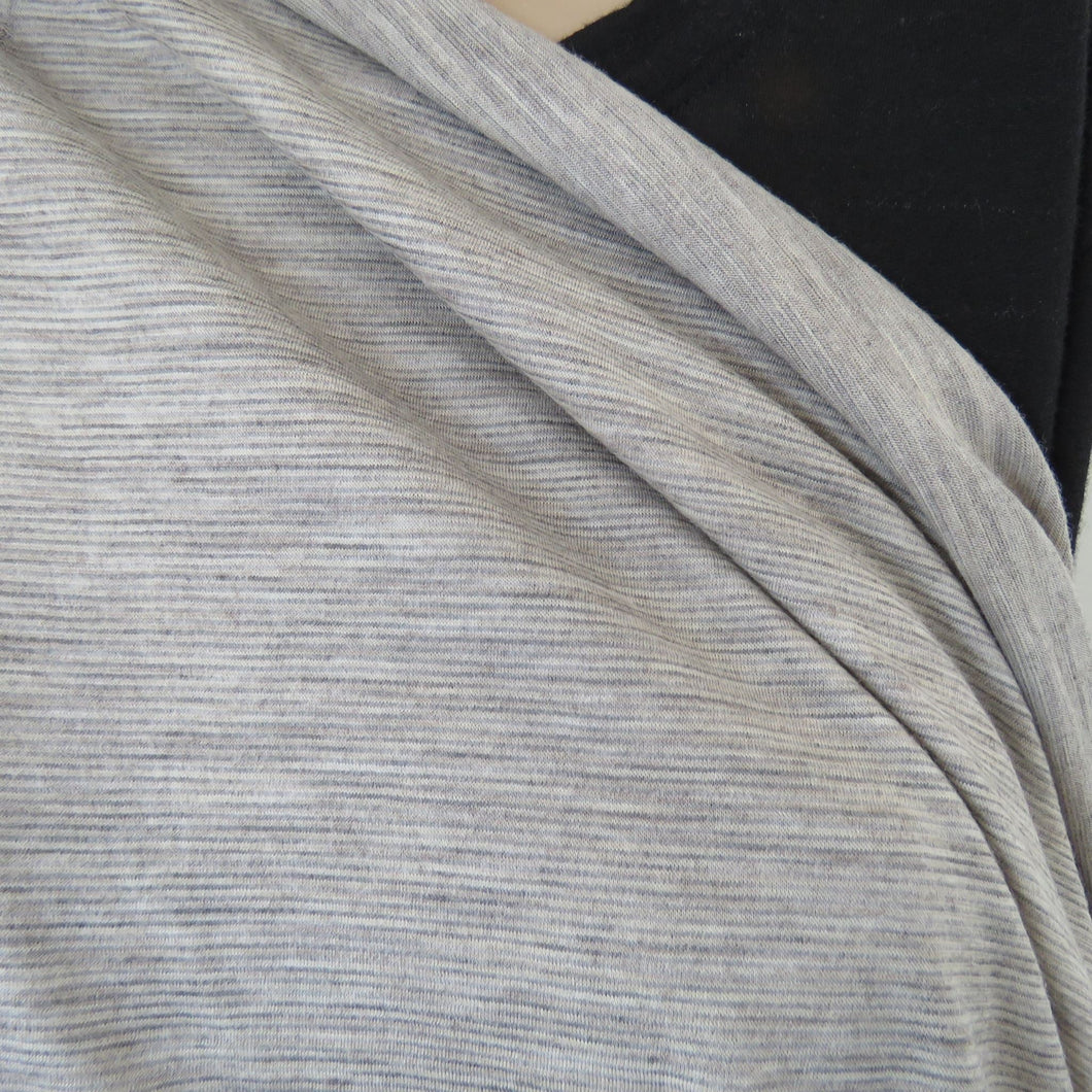 2m Blaketone Beige Grey Thin Stripes 100% merino jersey knit 170g 175cm wide- last piece left