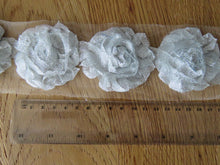 Load image into Gallery viewer, 3 Silver Sparkle Shabby Chic Flowers 50mm diameter