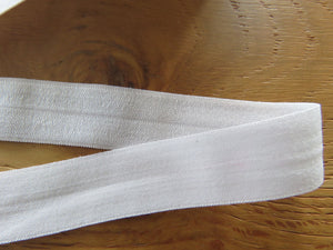 4.7m White 20mm wide Fold over elastic FOE Foldover White