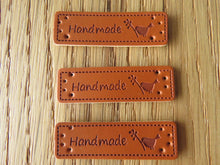 Load image into Gallery viewer, 50 PU Leather Bird with Twig handmade labels 50x 15mm
