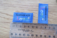 Load image into Gallery viewer, 50 Blue Handmade with Love 4.5 x 2.5cm Labels