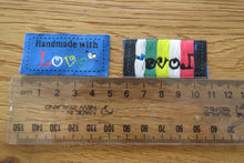 Load image into Gallery viewer, 50 Blue Handmade with Love 4.5 x 2.5cm Labels