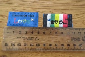 50 Blue Handmade with Love 4.5 x 2.5cm Labels
