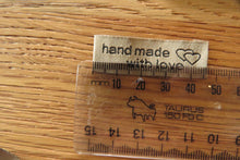 Load image into Gallery viewer, 10  Bronze  Handmade With Love and Double Hearts Labels 55 x 15mm