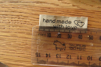 6 Bronze Handmade With Love and 2 Hearts Labels 55 x 15mm