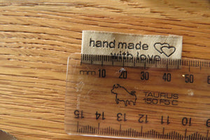 10  Bronze  Handmade With Love and Double Hearts Labels 55 x 15mm