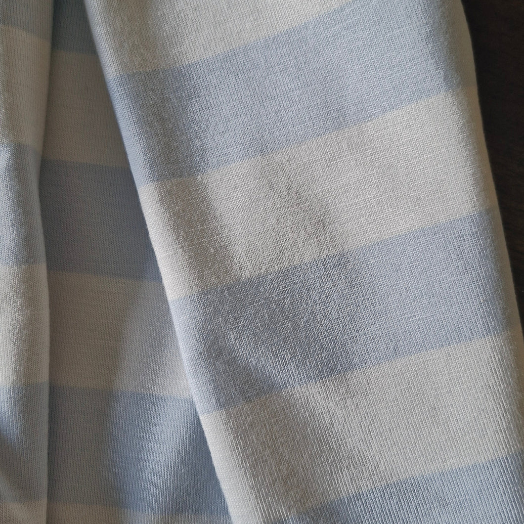 20cm Blue Stripe 95% Organic cotton 5% spandex stretch knit fabric 170cm