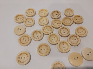 50 Wood Handmade Buttons 20mm