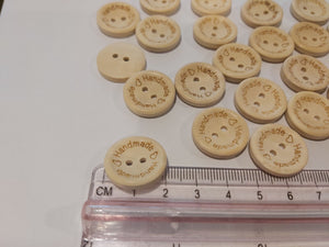 50 x 20mm Woodlook Buttons Handmade printed on circumference