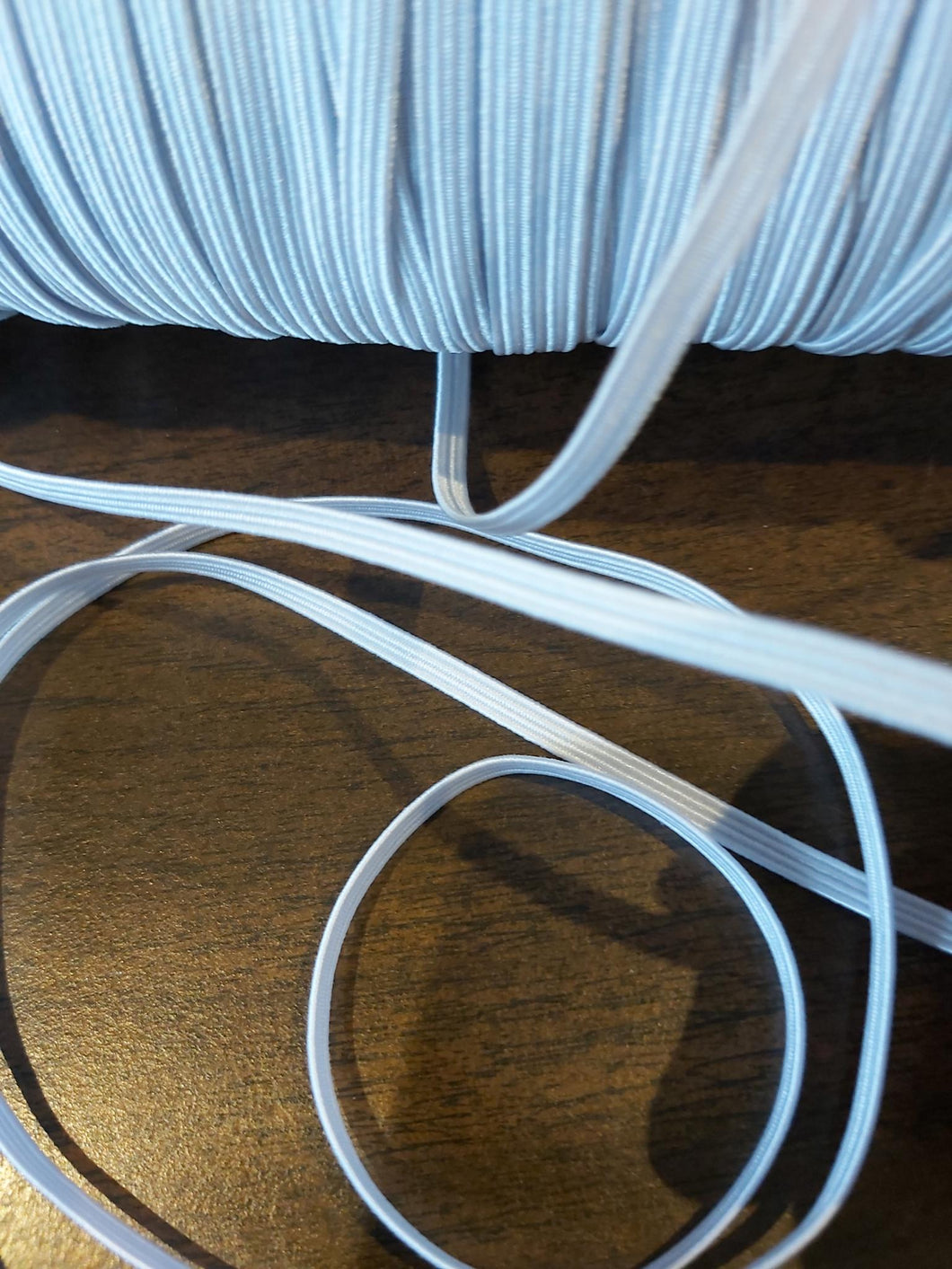 5m 4mm wide White Braided Elastic - use for facemasks, sewing crafts