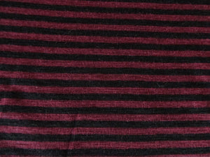 1.5m Carmine Wine and Black Stripes 86% merino 14% Polyester Rib Knit 165g
