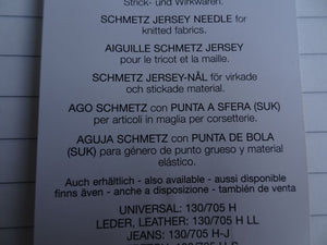 80/12 Schmetz Jersey Needles Use for Merino Fabrics 130/705