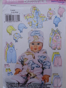 Butterick B5584 Baby Jacket Pant Overall Hat Mitts- Size NB Sml Med