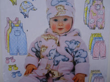 Load image into Gallery viewer, Butterick B5584 Baby Jacket Pant Overall Hat Mitts- Size NB Sml Med