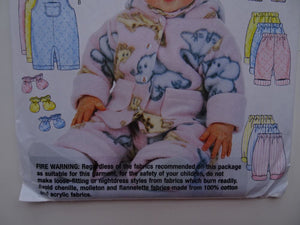 Butterick B5584 Baby Jacket Pant Overall Hat Mitts- Size NB Sml Med