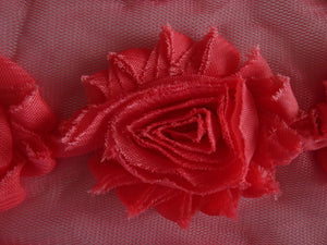 4 Coral Shabby Chic Large Flowers 50-60mm wide on mesh backing