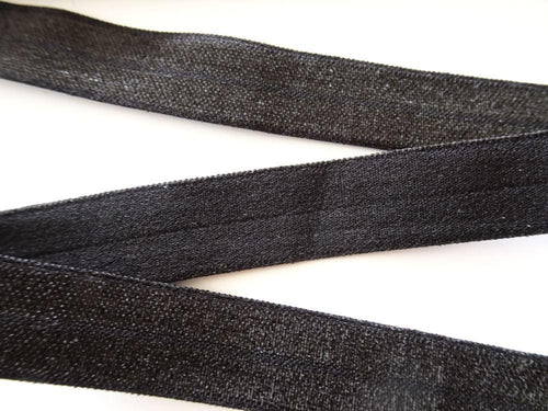 1m Black Fold Over Elastic FOE  15mm Foldover elastic