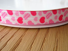 Load image into Gallery viewer, 4.6m Pink Hearts Foldover Fold over FOE elastic 15mm
