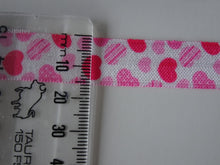 Load image into Gallery viewer, 4.6m Pink Hearts Foldover Fold over FOE elastic 15mm