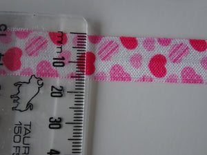 4.6m Pink Hearts Foldover Fold over FOE elastic 15mm