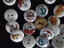 Load image into Gallery viewer, 12 White  Nautical Theme Buttons-15mm
