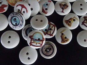 10 White  Nautical Theme Buttons-15mm
