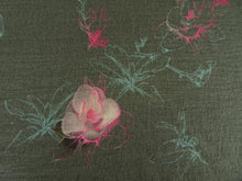 Load image into Gallery viewer, 1.5m Pink Teal Flower Soft Green 100% Merino 190g Jersey Knit-precut piece