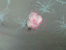 Load image into Gallery viewer, 1.5m Pink Teal Flower Soft Green 100% Merino 190g Jersey Knit-precut piece