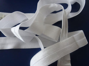 5m Wider 25mm White FOE FoldOver Elastic Fold Over