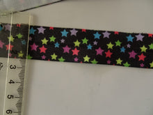 Load image into Gallery viewer, 5m Coloured Stars Wider 25mm Black FOE FoldOver Elastic