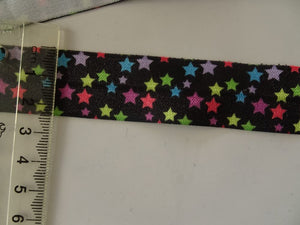 5m Coloured Stars Wider 25mm Black FOE FoldOver Elastic