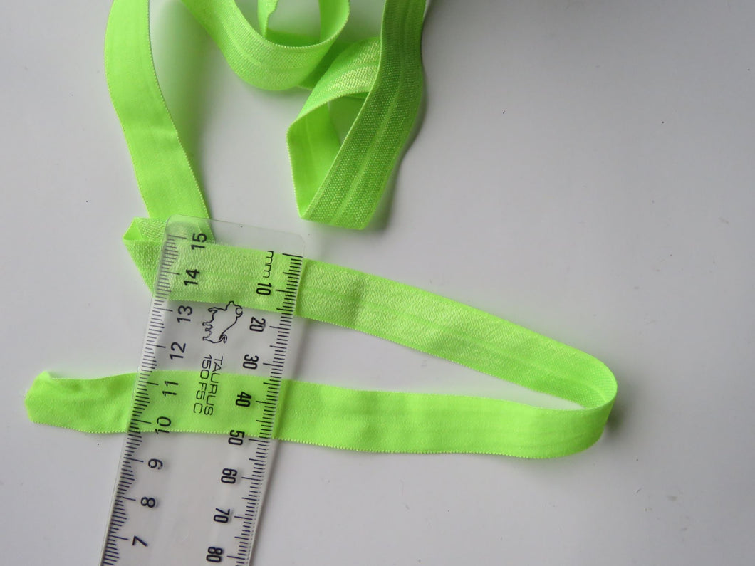 10m Lime Green  Fold Over Foldover Elastic 15mm wide