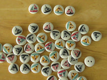 Load image into Gallery viewer, 10 White Mixed Print Yacht 15mm buttons