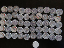 Load image into Gallery viewer, 10 Cat in a basket or amongst flowers 20mm buttons white back 2 holes