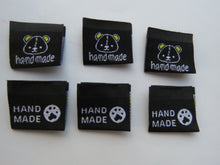 Load image into Gallery viewer, 50 Bear Print Handmade and/or Bear Paw Handmade Black woven labels 24x22mm