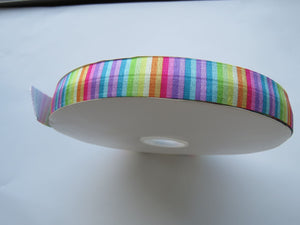 50 yard/ 45.6m Roll Rainbow Coloured 3mm Stripes Wider 25mm FOE FoldOver Elastic