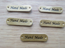 Load image into Gallery viewer, 10 Gold Hand Made PU Leather labels 45 x10mm