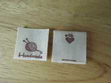 Load image into Gallery viewer, 10 Knitting Needle and Wool Handmade Cotton Flag Labels 2 x 2cm