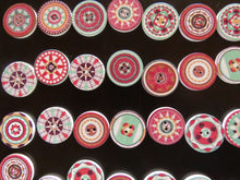 Load image into Gallery viewer, 52 Mixed Print Green and Pink 25mm retro mosaic print buttons