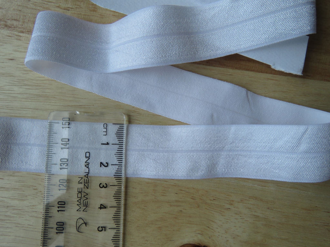 5m Wider 25mm White FOE FoldOver Elastic Fold Over