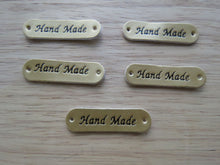 Load image into Gallery viewer, 10 Gold Hand Made PU Leather labels 45 x10mm