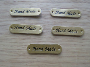 10 Gold Hand Made PU Leather labels 45 x10mm