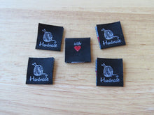 Load image into Gallery viewer, 10 Black Knitting Needles and Wool Handmade with Red heart woven flag labels