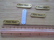 Load image into Gallery viewer, 10 Gold Hand Made PU Leather labels 45 x10mm