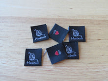 Load image into Gallery viewer, 10 Black Knitting Needles and Wool Handmade with Red heart woven flag labels